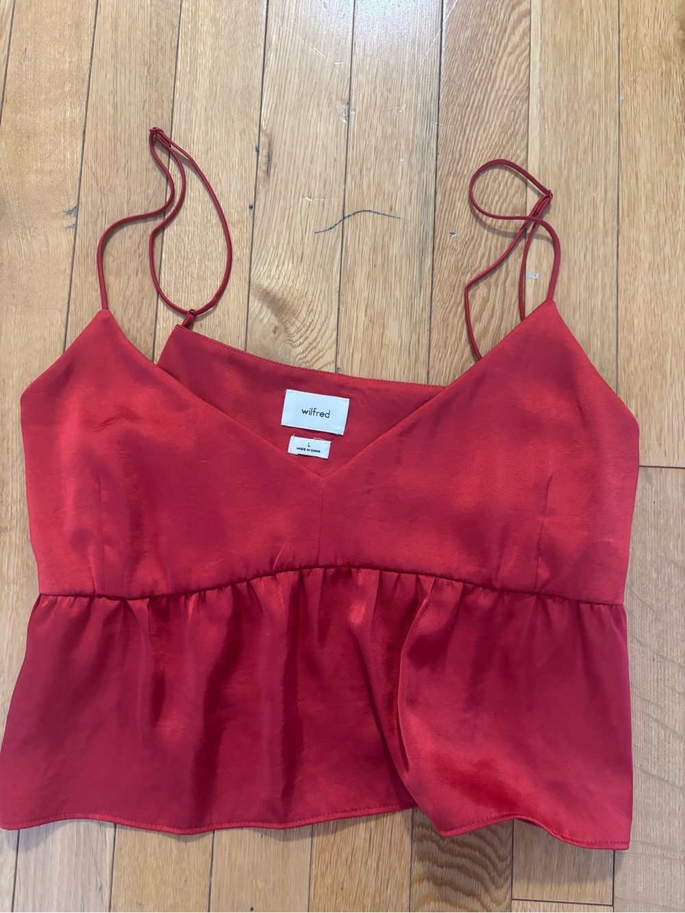 Wilfred Red Satin Peplum Cami